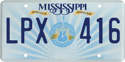 MS license plate LPX416