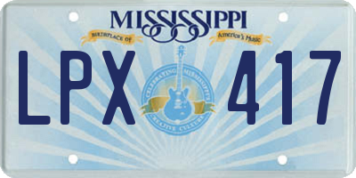 MS license plate LPX417