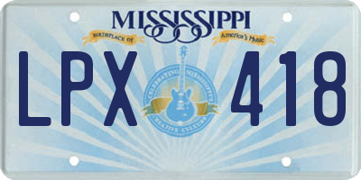 MS license plate LPX418