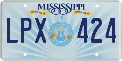 MS license plate LPX424