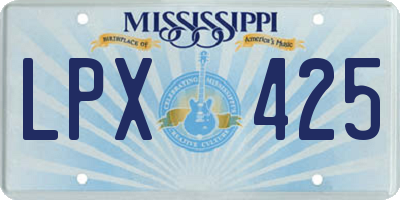 MS license plate LPX425