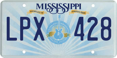 MS license plate LPX428