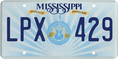 MS license plate LPX429