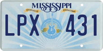 MS license plate LPX431