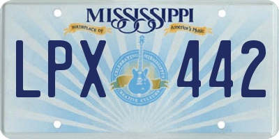 MS license plate LPX442