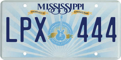 MS license plate LPX444