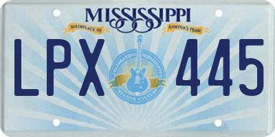 MS license plate LPX445