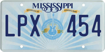 MS license plate LPX454