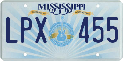 MS license plate LPX455