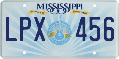 MS license plate LPX456