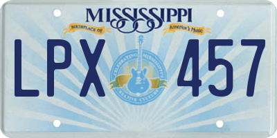 MS license plate LPX457