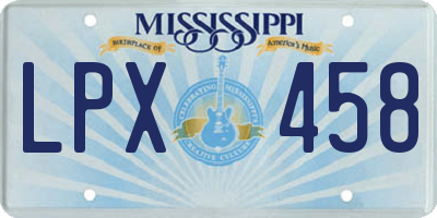 MS license plate LPX458