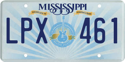 MS license plate LPX461