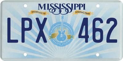 MS license plate LPX462
