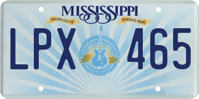 MS license plate LPX465