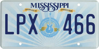 MS license plate LPX466