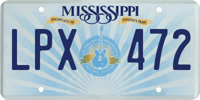 MS license plate LPX472