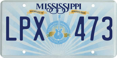 MS license plate LPX473