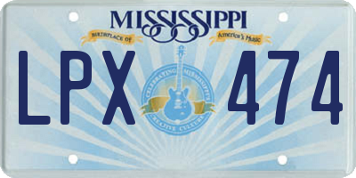 MS license plate LPX474
