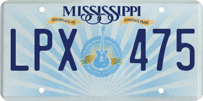 MS license plate LPX475
