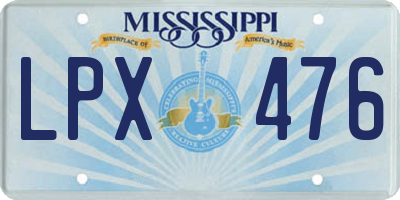 MS license plate LPX476