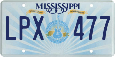 MS license plate LPX477