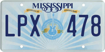 MS license plate LPX478