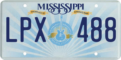 MS license plate LPX488