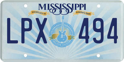 MS license plate LPX494