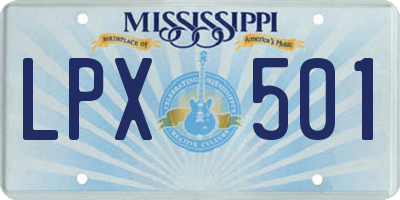MS license plate LPX501