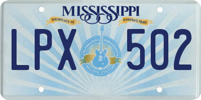 MS license plate LPX502