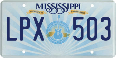 MS license plate LPX503
