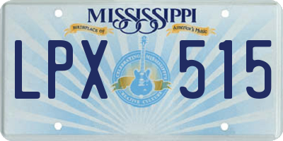 MS license plate LPX515