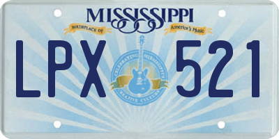 MS license plate LPX521