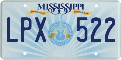 MS license plate LPX522