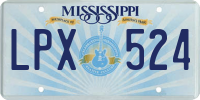 MS license plate LPX524