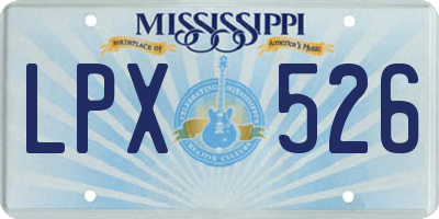 MS license plate LPX526