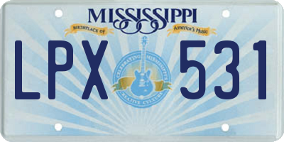MS license plate LPX531
