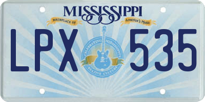 MS license plate LPX535
