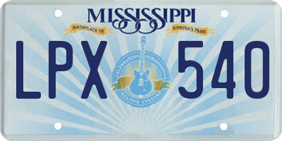 MS license plate LPX540