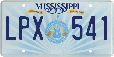MS license plate LPX541