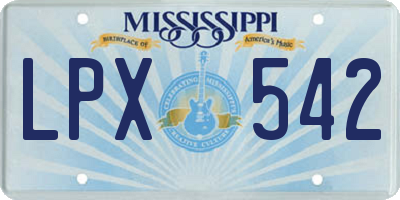 MS license plate LPX542