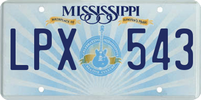 MS license plate LPX543