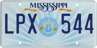 MS license plate LPX544