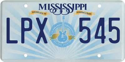 MS license plate LPX545