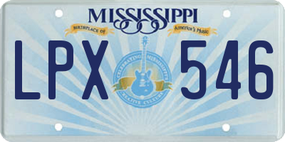 MS license plate LPX546