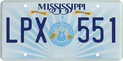 MS license plate LPX551