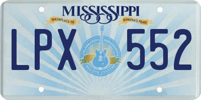 MS license plate LPX552