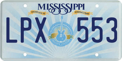 MS license plate LPX553