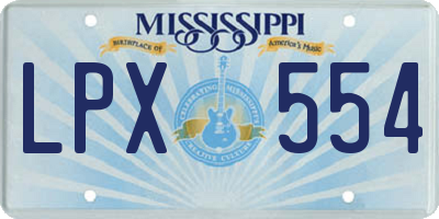 MS license plate LPX554